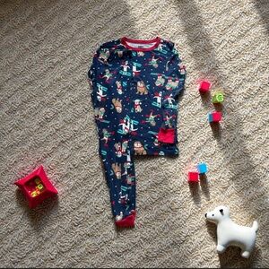 Lands End Boys Puppy Dogs Blue Ski 2 Piece PJs Pajamas 14